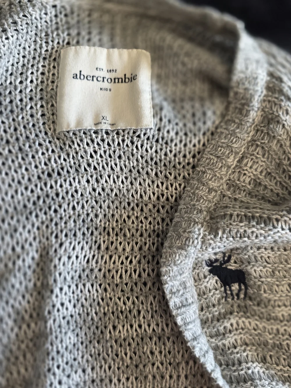 Abercrombie Kids Gray Open Front Cardigan Lightweight Knit XL Y2K